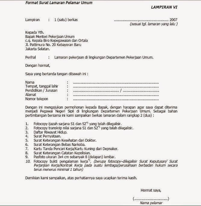 Contoh Surat Lamaran Pekerjaan Yang Baik Dan Benar Ilmu