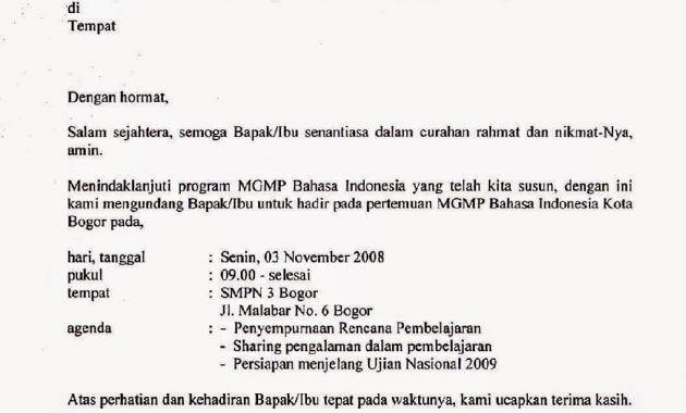 Contoh Surat Undangan Resmi Ilmu Bahasa